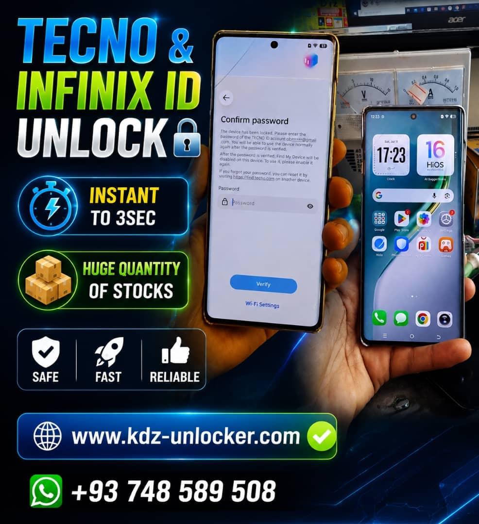 TECNO, INFINIX ID Removal - Instant To  30 Seconds (All Models Supported)