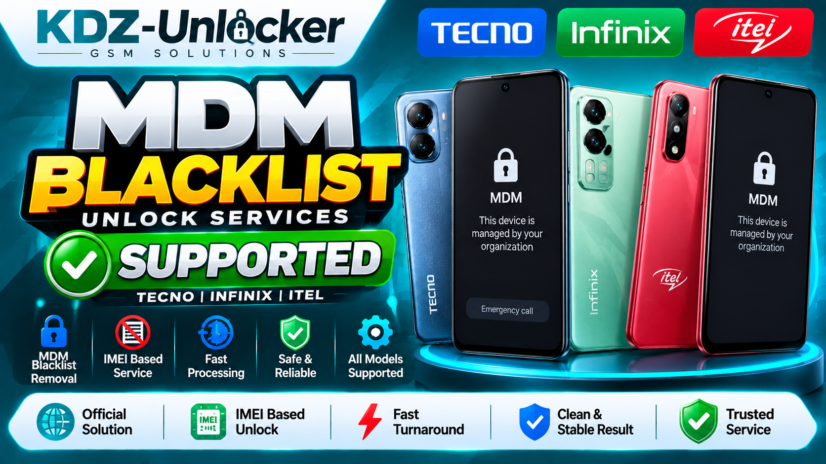 Tecno, Infinix Premium MDM Remove 1-6 Max 24 Hours